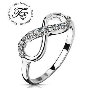 Women's Dainty Infinity Promise Ring - Paved Gem Infinity Engagement Ring